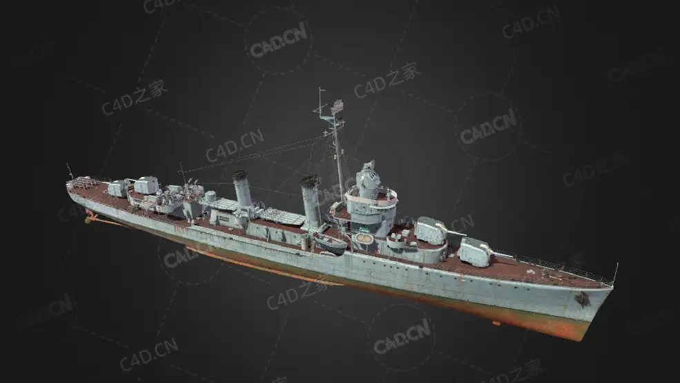 中国台湾海军咸阳号泛亚驱逐舰C4D模型下载Hsienyang 3d model - C4D之家 - 160.jpg