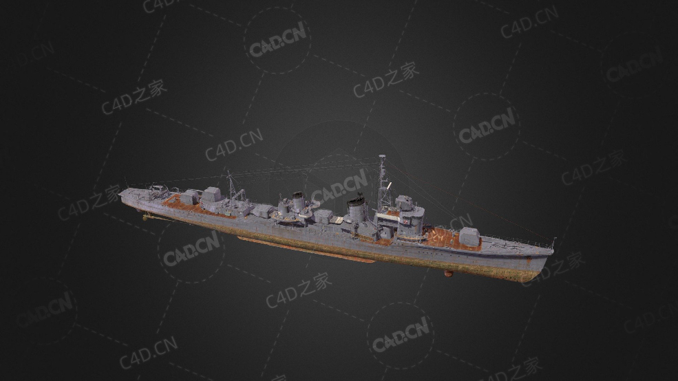 日本海军晴风号等级战列舰巡洋舰驱逐舰C4D模型下载HSF Harekaze 3d model - C4D之家 - 159.jpg