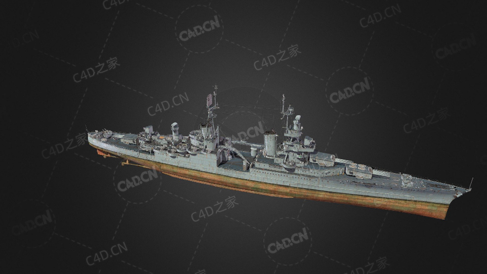 美国海军印第安纳波利斯号巡洋舰重型巡洋舰C4D模型下载Indianapolis 3d model - C4D之家 - 167.jpg
