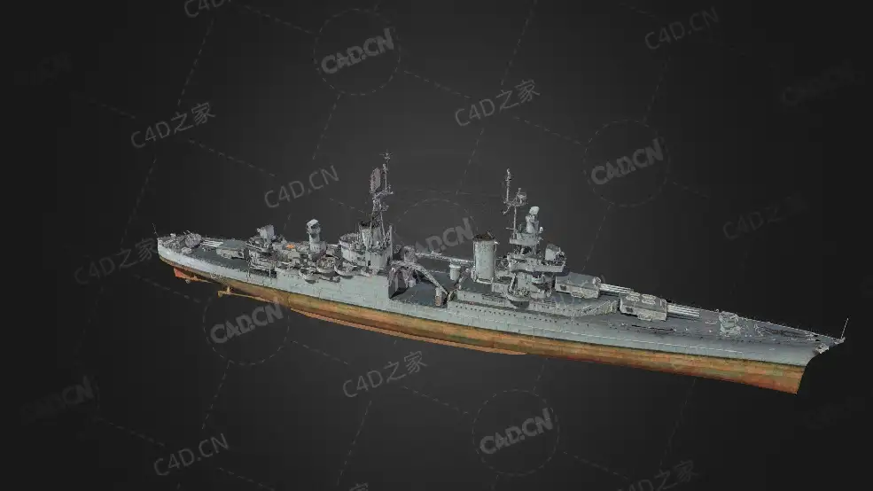 美国海军印第安纳波利斯号巡洋舰重型巡洋舰C4D模型下载Indianapolis 3d model - C4D之家 - 167.jpg