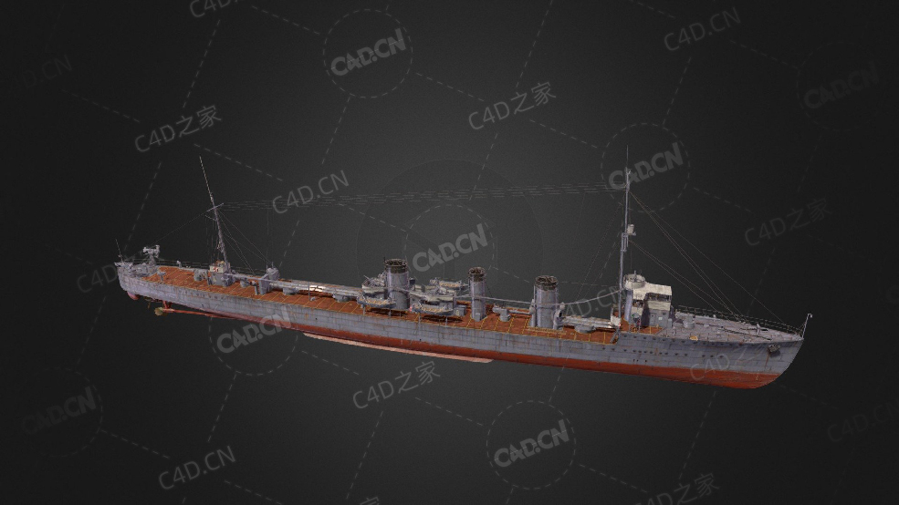 日本海军矶风级驱逐舰日本第二级一等驱逐舰C4D模型下载Isokaze 3d model - C4D之家 - 173.jpg