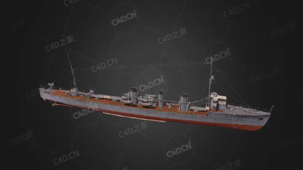 日本海军矶风级驱逐舰日本第二级一等驱逐舰C4D模型下载Isokaze 3d model - C4D之家 - 173.jpg
