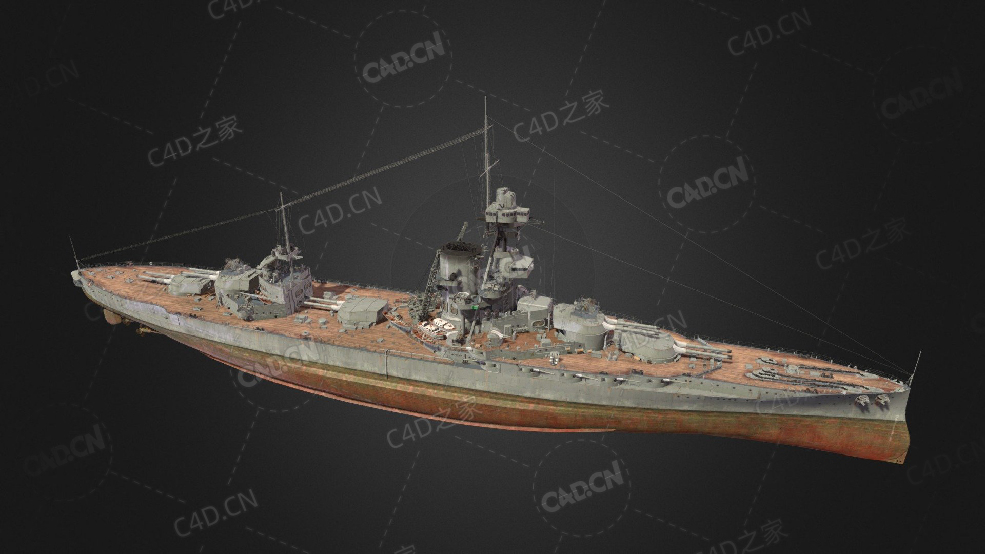 英国皇家海军铁公爵级战列舰C4D模型下载Iron Duke 3d model - C4D之家 - 171.jpg
