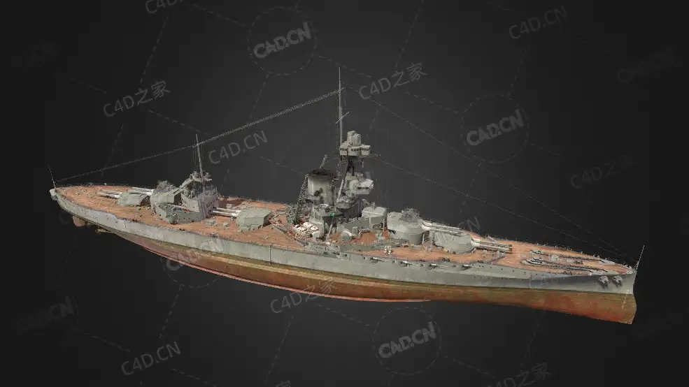 英国皇家海军铁公爵级战列舰C4D模型下载Iron Duke 3d model - C4D之家 - 171.jpg