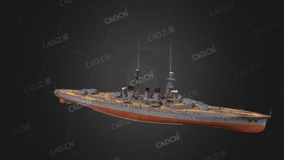 日本海军顶级金币战列巡洋舰C4D模型下载Ishizuchi 3d model - C4D之家 - 172.jpg