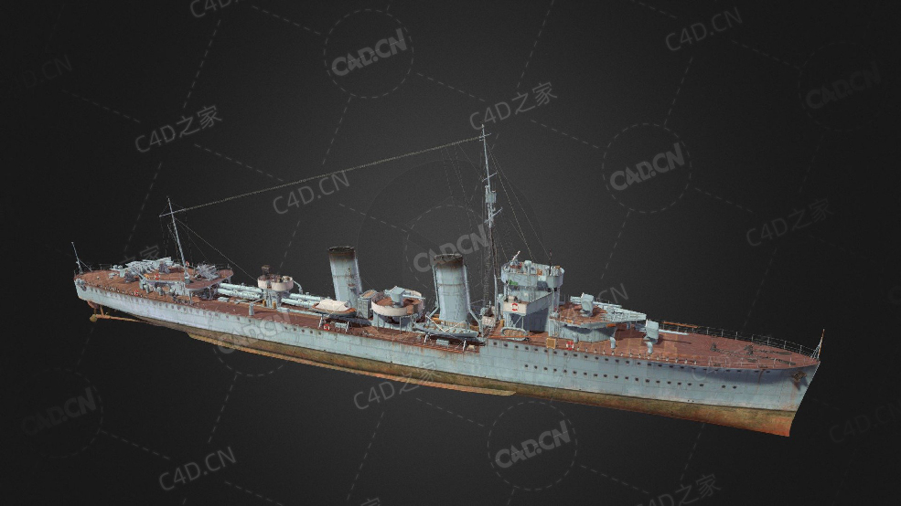 中国鱼建威号驱逐舰鱼雷快舰猎舰C4D模型下载Jianwei 3d model - C4D之家 - 181.jpg