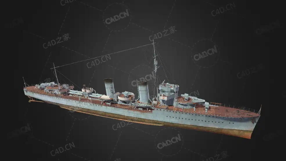 中国鱼建威号驱逐舰鱼雷快舰猎舰C4D模型下载Jianwei 3d model - C4D之家 - 181.jpg