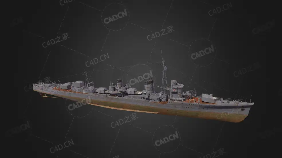 日本海军阳炎级驱逐舰C4D模型下载Kagero 3d model - C4D之家 - 187.jpg