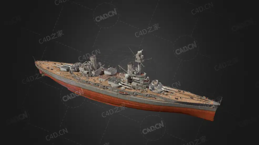 德国海军凯撒级战列舰C4D模型下载Kaiser 3d model - C4D之家 - 188.jpg