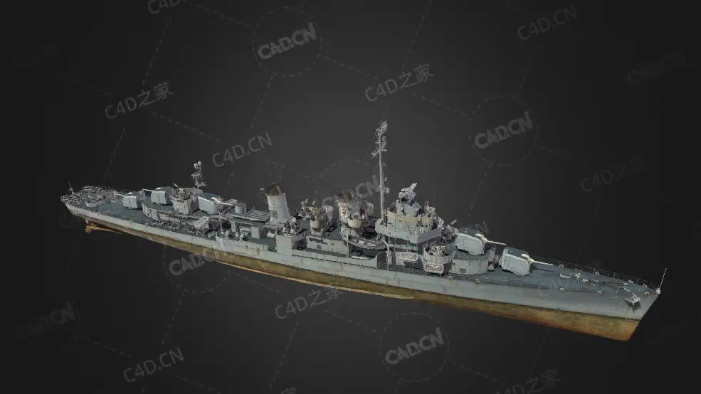 美国海军基德级驱逐舰C4D模型下载Kidd 3d model - C4D之家 - 195.jpg