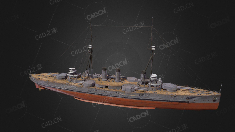 日本海军首舰河内号战列舰日本无畏舰河内级战列舰C4D模型下载Kawachi 3d model - C4D之家 - 193.jpg