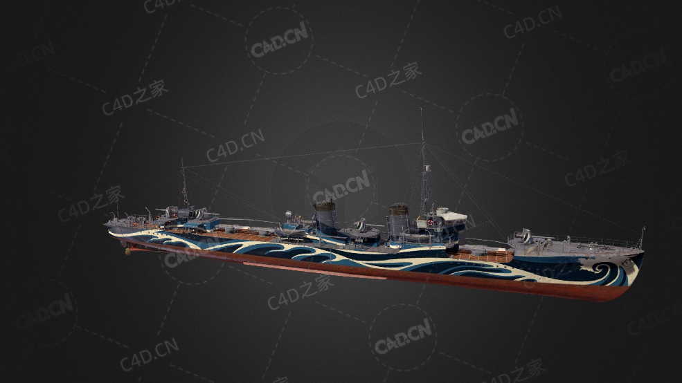 日本海军神风R级驱逐舰C4D模型下载Kamikaze R 3d model - C4D之家 - 189.jpg