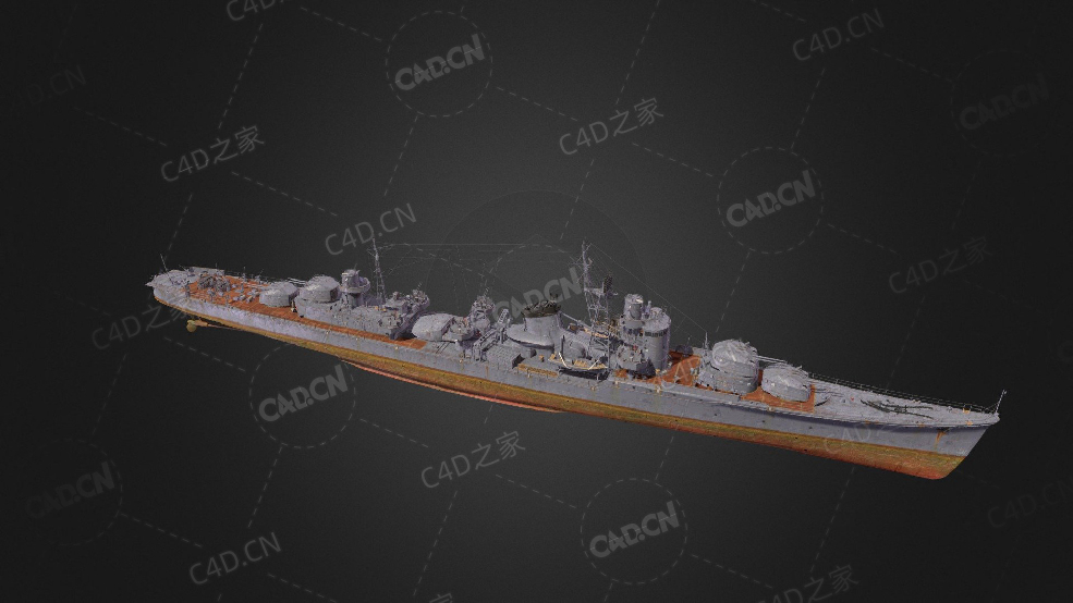 日本海军北风驱逐舰超秋月级驱逐舰C4D模型下载Kitakaze 3d model - C4D之家 - 200.jpg