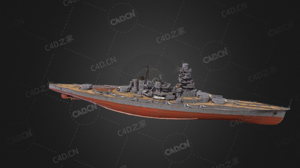 日本海军金刚级战列舰一型战列舰巡洋战舰C4D模型下载Kongo 3d model - C4D之家 - 205.jpg