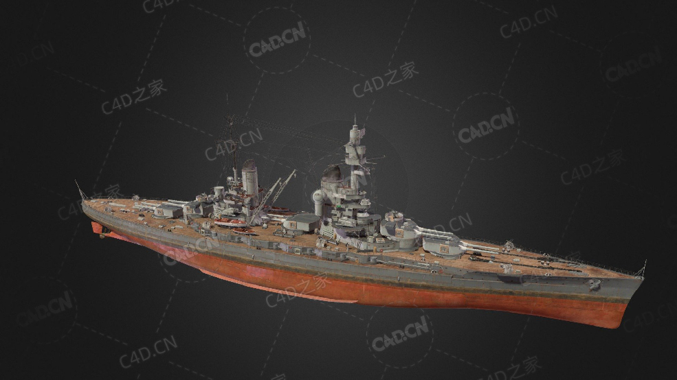 德国海军国王级战列舰C4D模型下载Konig 3d model - C4D之家 - 206.jpg