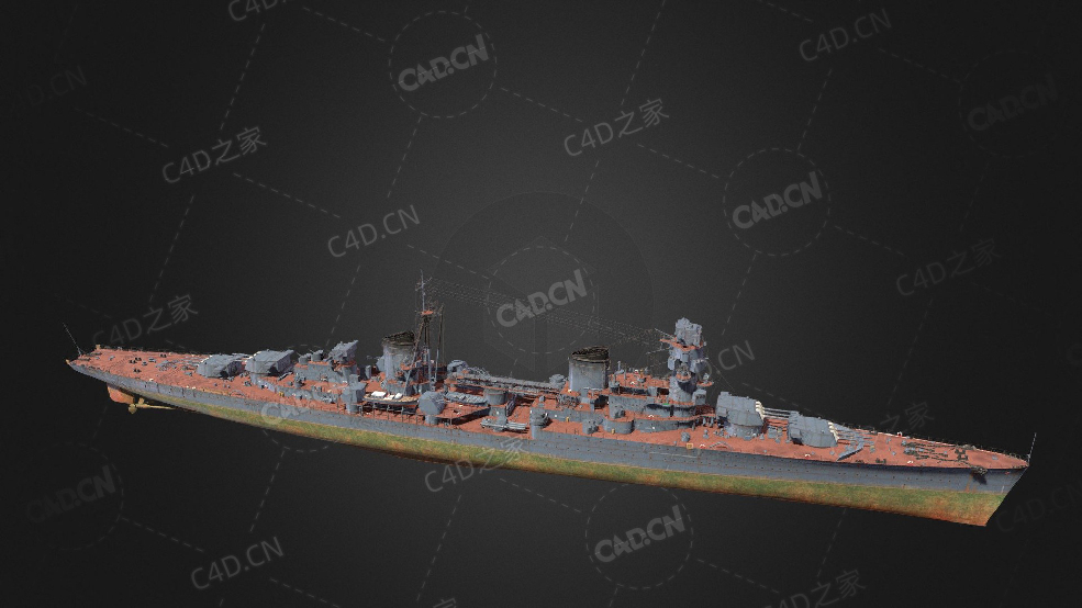 俄国海军拉佐号巡洋舰毛巡驱逐舰C4D模型下载Lazo 3d model - C4D之家 - 215.jpg
