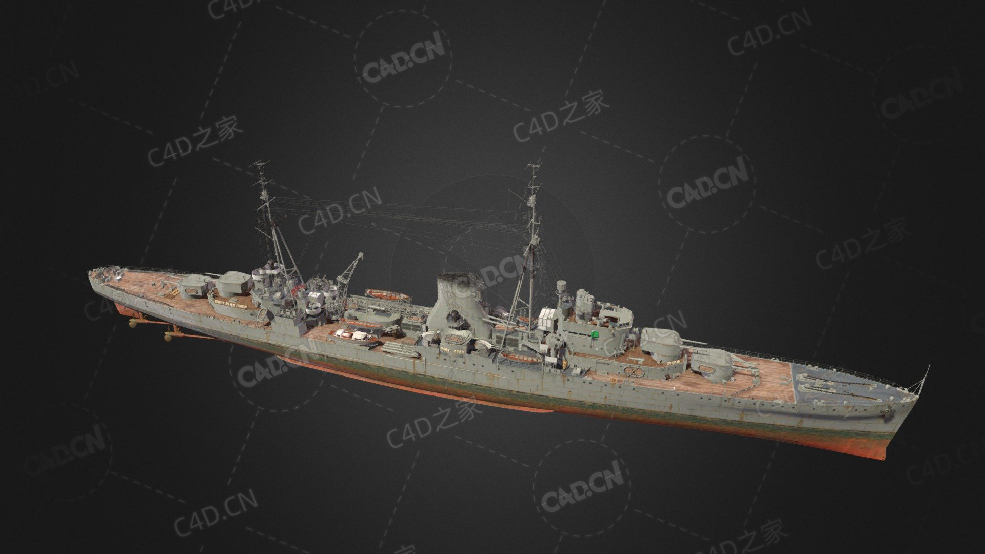 英国皇家海军利安德级轻巡洋舰C4D模型下载Leander 3d model - C4D之家 - 218.jpg