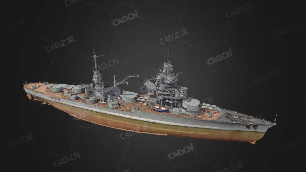 法国海军里昂号战列舰C4D模型下载Lyon 3d model - C4D之家 - 231.jpg