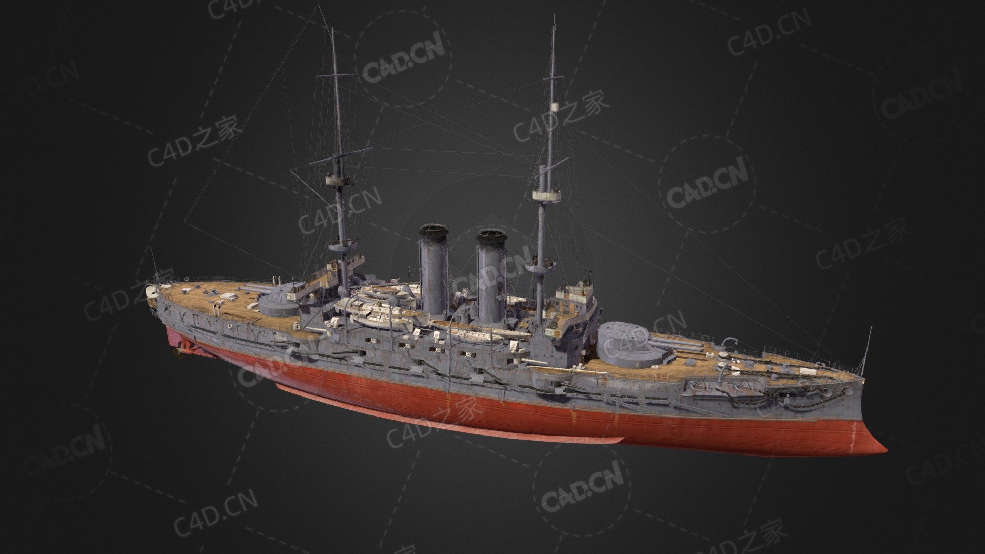 日本海军三笠级战列舰C4D模型下载Mikasa 3d model - C4D之家 - 242.jpg