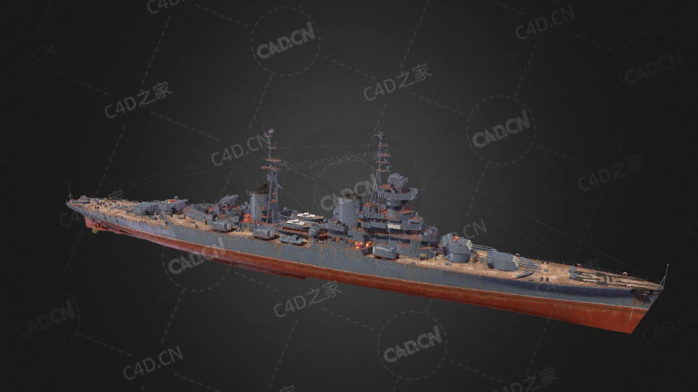 苏联海军米哈伊尔库图佐夫号轻巡洋舰C4D模型下载Mikhail Kutuzov 3d model - C4D之家 - 243.jpg