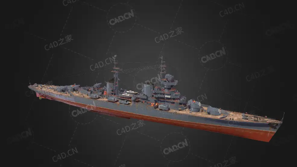 苏联海军米哈伊尔库图佐夫号轻巡洋舰C4D模型下载Mikhail Kutuzov 3d model - C4D之家 - 243.jpg