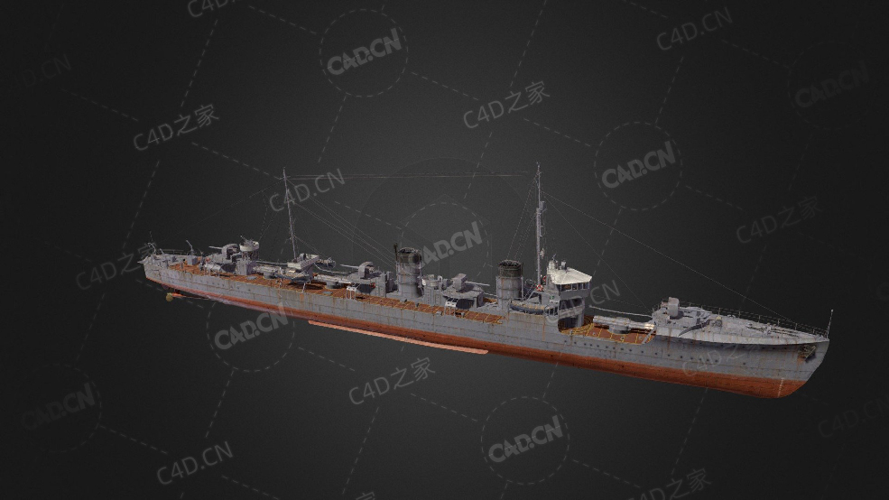 日本海军峯风级驱逐舰C4D模型下载Minekaze 3d model - C4D之家 - 244.jpg