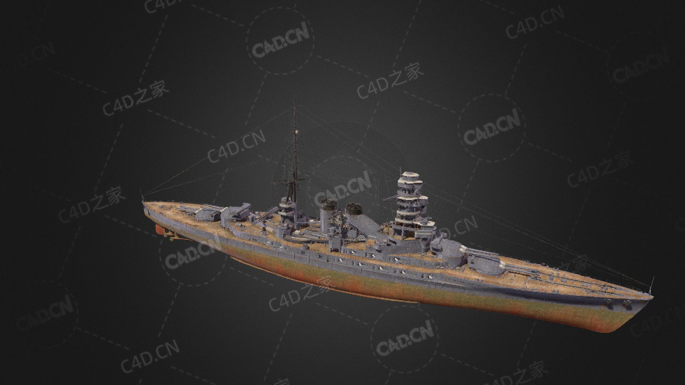 日本联合舰队陆奥号战列舰C4D模型下载Mutsu 3d model - C4D之家 - 259.jpg