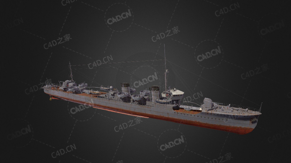 日本海军睦月级驱逐舰一型驱逐舰C4D模型下载Mutsuki 3d model - C4D之家 - 260.jpg