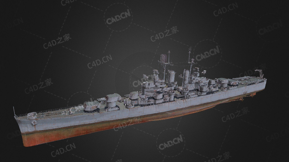 美国海军蒙彼利埃号克利夫兰级轻巡洋舰C4D模型下载Montpelier 3d model - C4D之家 - 255.jpg