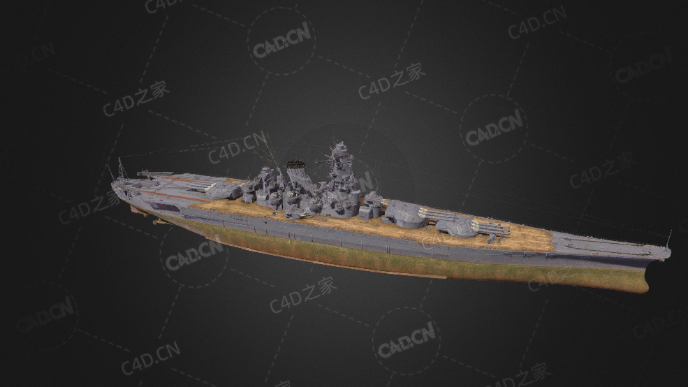 日本海军武藏号战列舰大和级战列舰二号舰C4D模型下载Musashi 3d model - C4D之家 - 258.jpg
