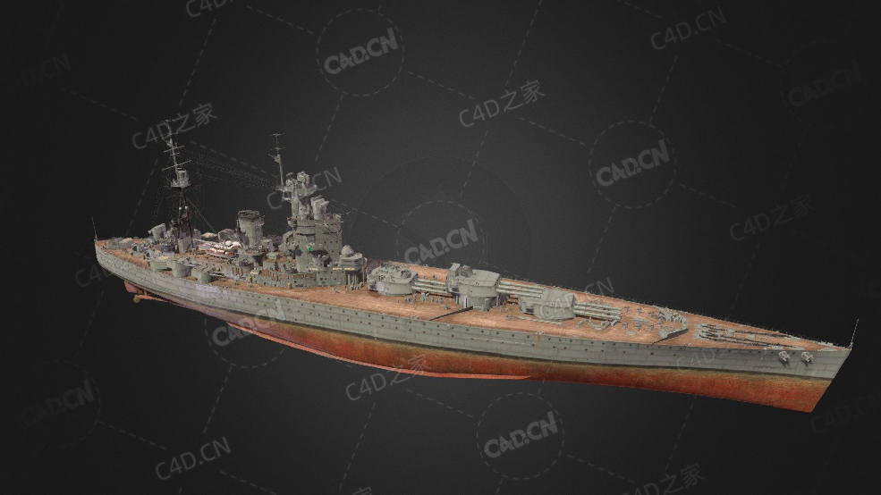 英国皇家海军纳尔逊级战列舰C4D模型下载Nelson 3d model - C4D之家 - 265.jpg