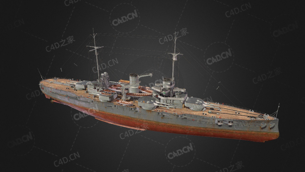 英国皇家海军拿骚级战列舰C4D模型下载Nassau 3d model - C4D之家 - 264.jpg