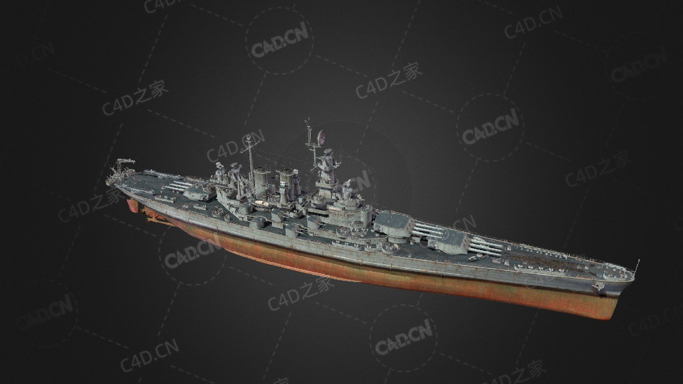 美国海军北卡罗来纳级战列舰C4D模型下载North Carolina 3d model - C4D之家 - 274.jpg