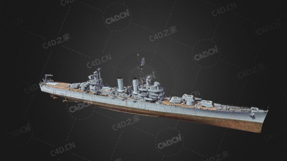 阿根廷海军阿姆斯特朗穹甲巡洋舰C4D模型下载Nueve De Julio 3d model - C4D之家 - 276.jpg
