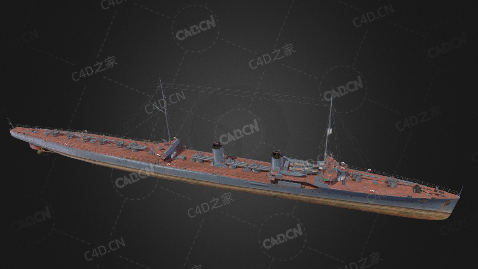 苏联海军猎人号驱逐舰C4D模型下载Okhotnik 3d model - C4D之家 - 281.jpg