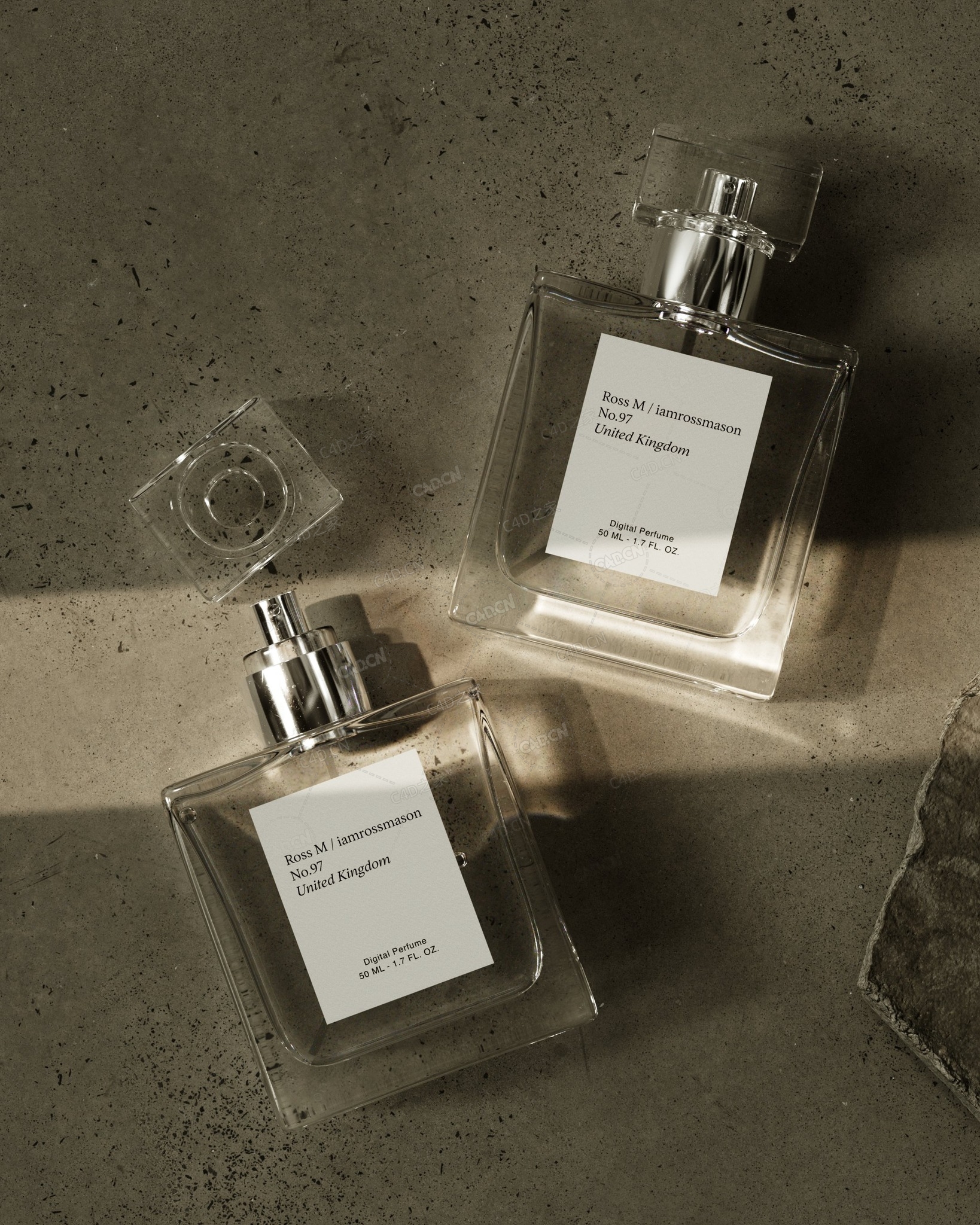 香水瓶C4D Redshift产品模型Perfume Product Render Cinema 4D Redshift