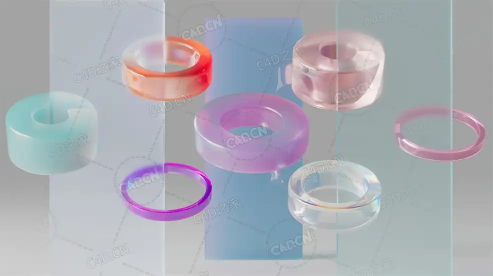 22个C4D Redshift 3.5玻璃塑料材质球合集22 Redshift 3.5 Glass + Plastics RS Standard Material (Redshift 3.5)