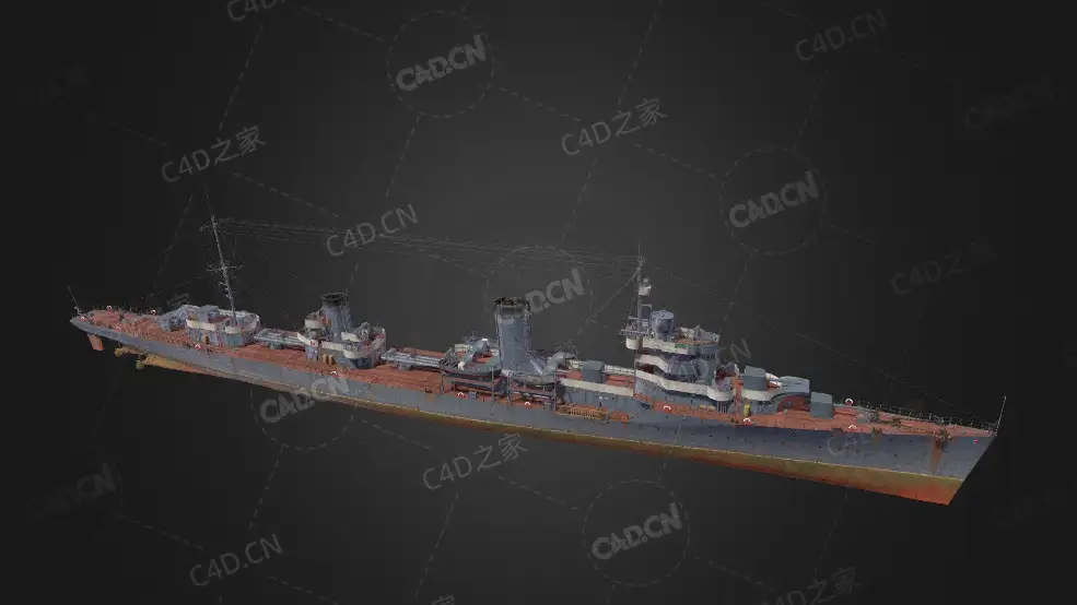 苏联海军巴德沃依斯基5级驱逐舰波德伏依斯基驱逐舰C4D模型下载Podvoisky 3d model - C4D之家 - 297.jpg