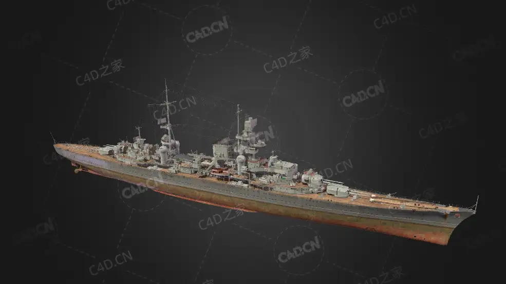德国海军欧根亲王号重巡洋舰C4D模型下载Prinz Eugen 3d model - C4D之家 - 299.jpg