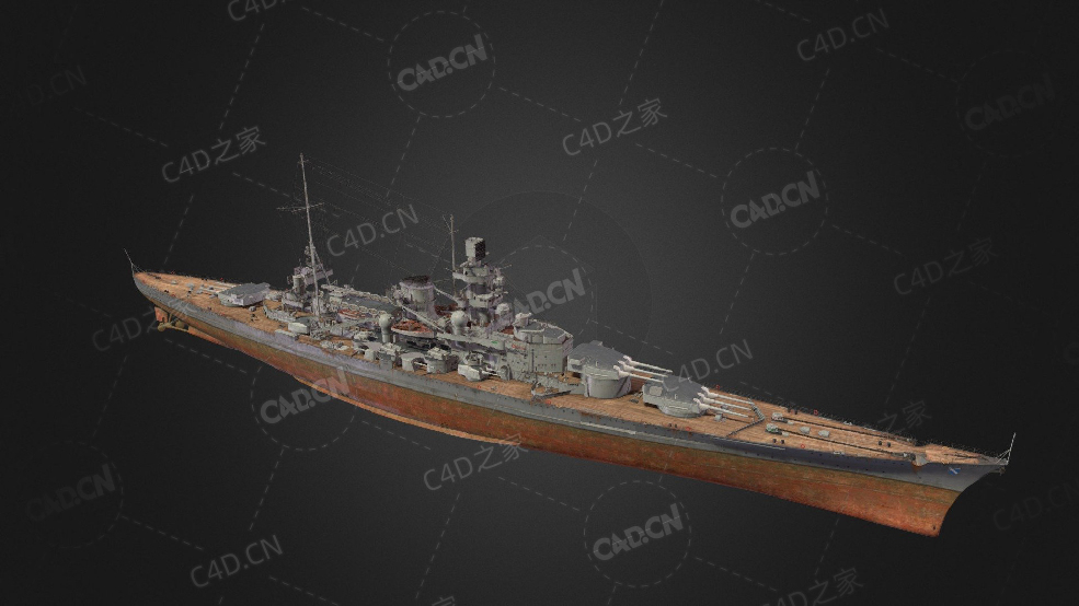 德国海军沙恩霍斯特级战列巡洋舰C4D模型下载Scharnhorst 3d model - C4D之家 - 318.jpg