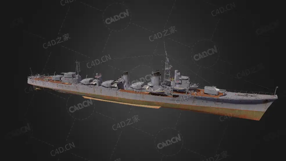 日本海军岛风号导弹驱逐舰旗风级的2号舰C4D模型下载Shimakaze 3d model - C4D之家 - 324.jpg