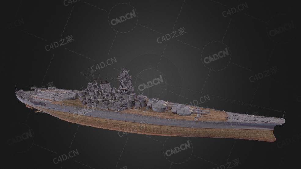 日本海军敷岛型战舰敷岛级战列舰一号舰C4D模型下载Shikishima 3d model - C4D之家 - 323.jpg