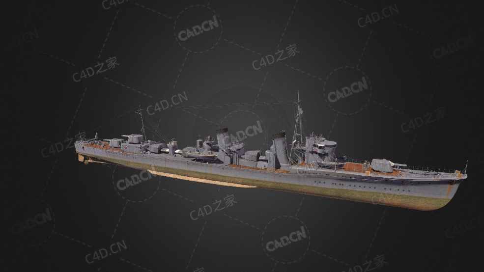 日本海军东云级驱逐舰日本帝国海军第40号驱逐舰C4D模型下载Shinonome 3d model - C4D之家 - 325.jpg