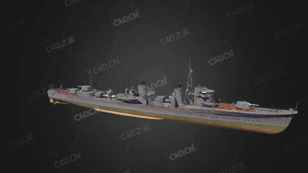 日本海军东云级驱逐舰日本帝国海军第40号驱逐舰C4D模型下载Shinonome 3d model - C4D之家 - 325.jpg