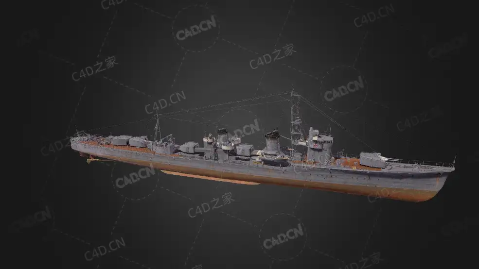 日本海军白露型驱逐舰白露级一等驱逐舰C4D模型下载Shiratsuyu 3d model - C4D之家 - 326.jpg
