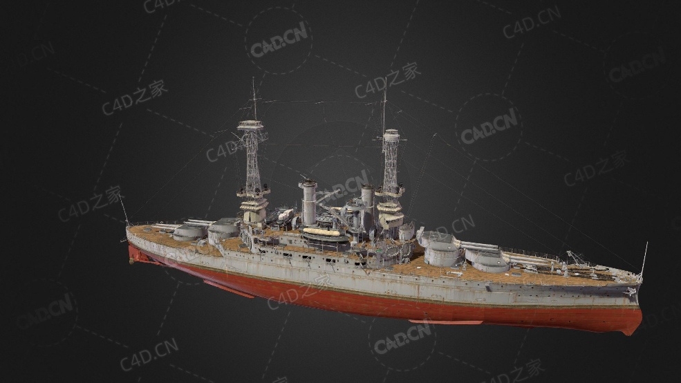 美国海军南卡罗来纳级战列舰C4D模型下载South Carolina 3d model - C4D之家 - 336.jpg