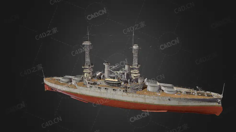 美国海军南卡罗来纳级战列舰C4D模型下载South Carolina 3d model - C4D之家 - 336.jpg