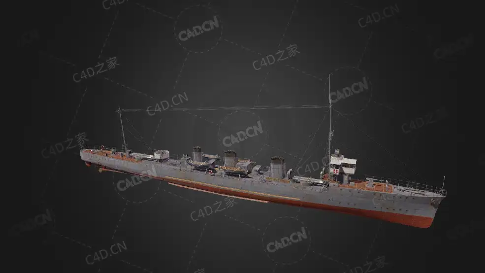 日本海军首舰橘号驱逐舰橘级巡逻舰C4D模型下载Tachibana Worcester 3d model - C4D之家 - 347.jpg