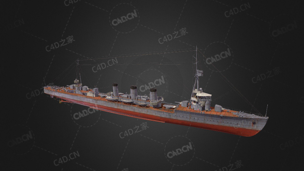 日本海军天龙级轻巡洋舰C4D模型下载Tenryu 3d model - C4D之家 - 352.jpg