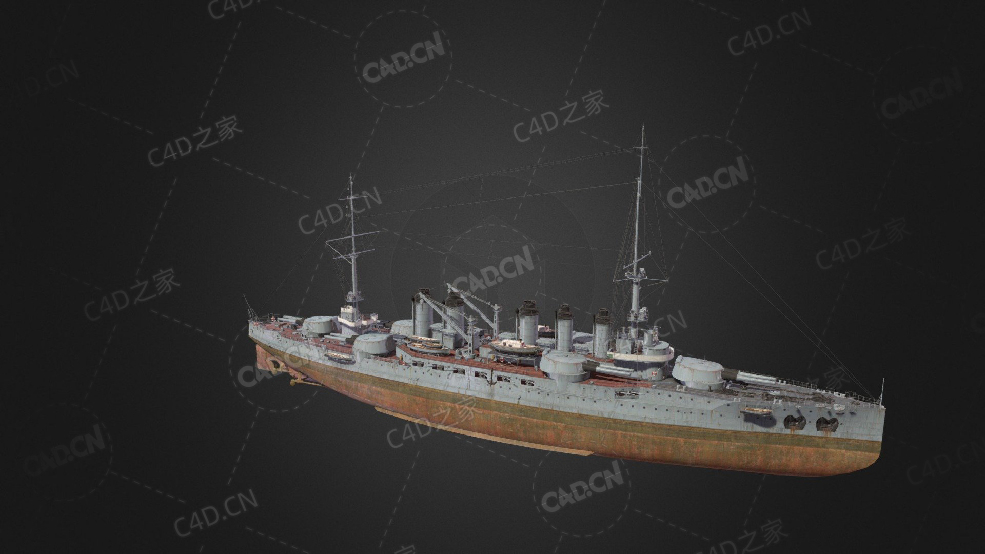 法国海军杜伦尼号战列舰C4D模型下载Turenne 3d model - C4D之家 - 357.jpg